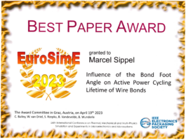 19.04.2023: Best Paper Award der EuroSimE23 für Marcel Sippel