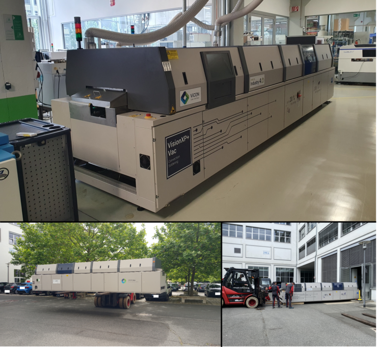11.06.2024: Einbringung eines durch Semikron Danfoss leihweise bereitgestellten Lötöfens in unsere Laborhalle auf AEG