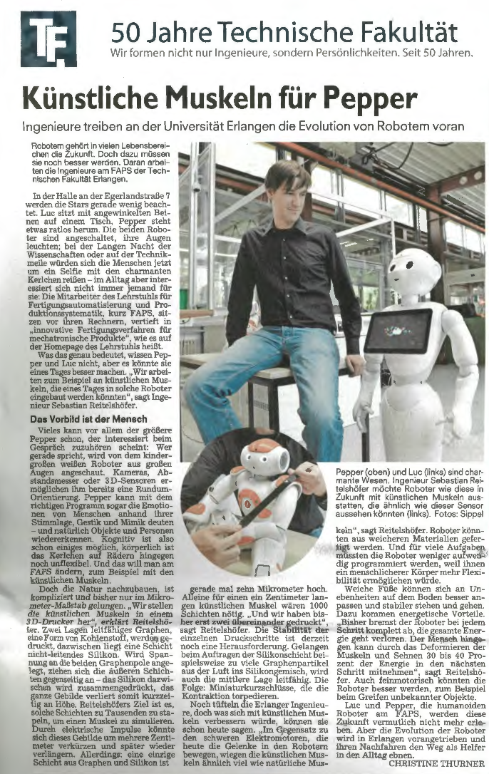 05.11.2016: FAPS-Roboter Luc und Pepper feiern 50 Jahre TechFak